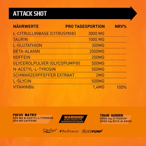 Body Attack Attack Shot 20 x 60ml Orange Cola